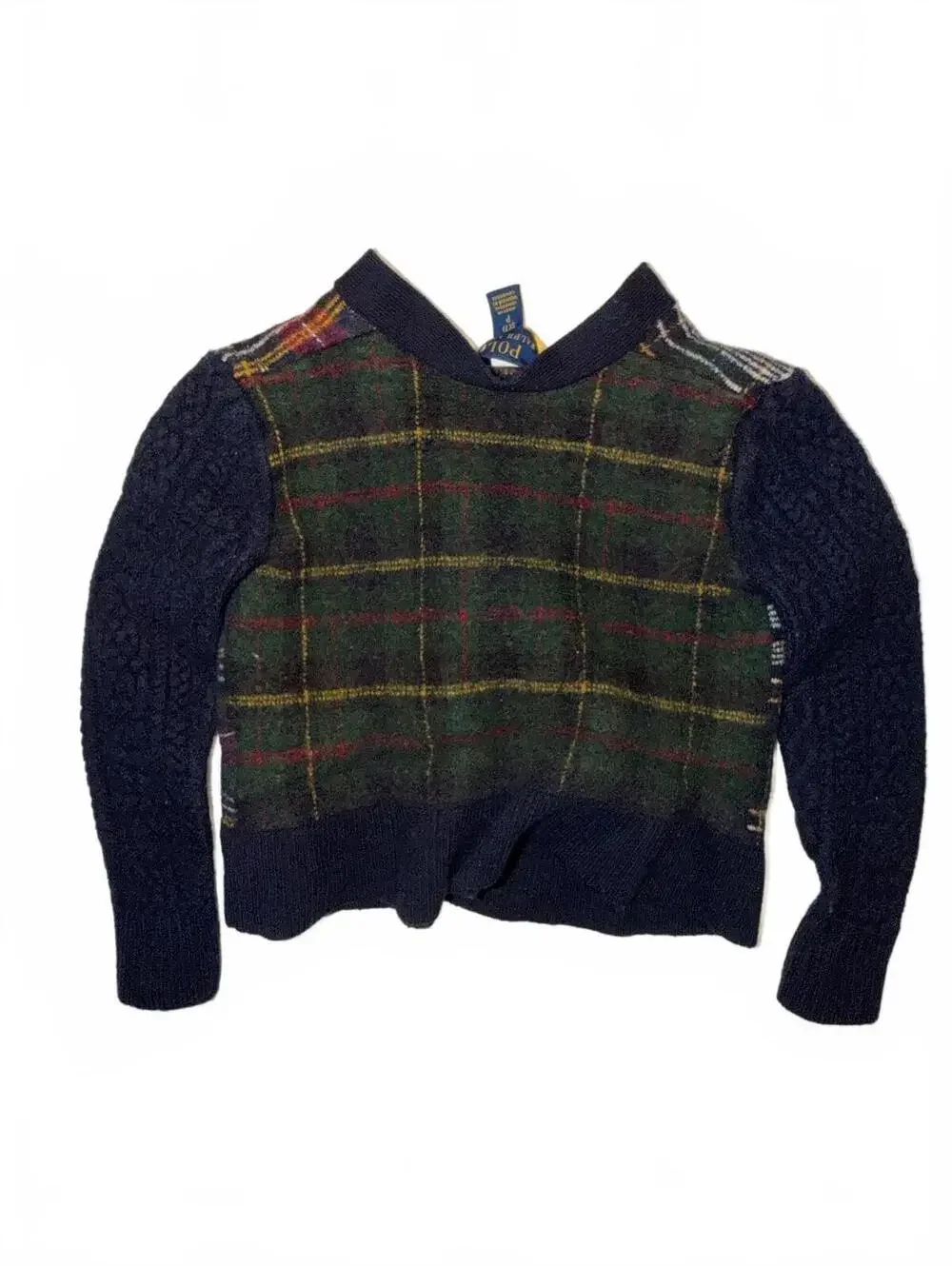 Polo Ralph Lauren Plaid Cardigan Sweater RL Patchwork Knit Size S/P